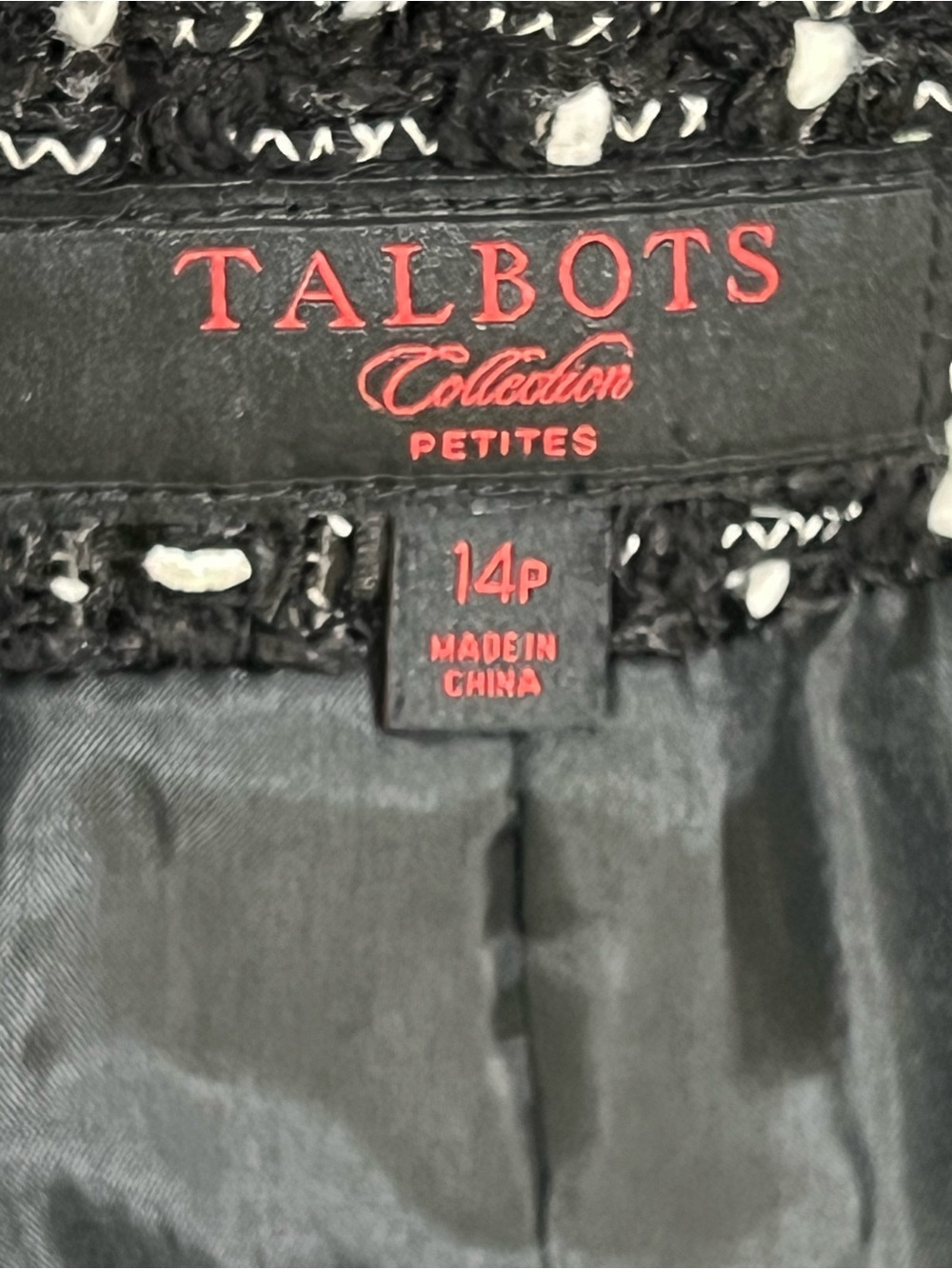 Talbots Collection Women’s Size 14 Petites Tweed Jacket Black White - Picture 10 of 13